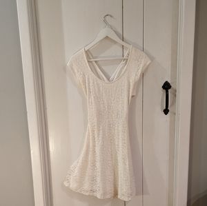 White Lace Cross Back Dress
